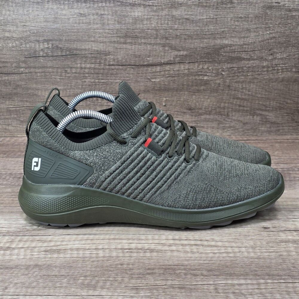 FootJoy Flex XP Men's Size 9.5M Olive Green Knit Spikeless Golf Shoes 56270